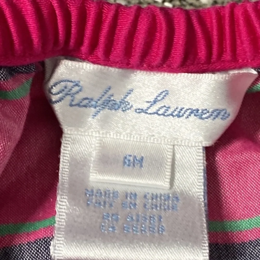 Ralph Lauren Pink & Navy Striped Bloomer Shorts – Baby Girls 6M